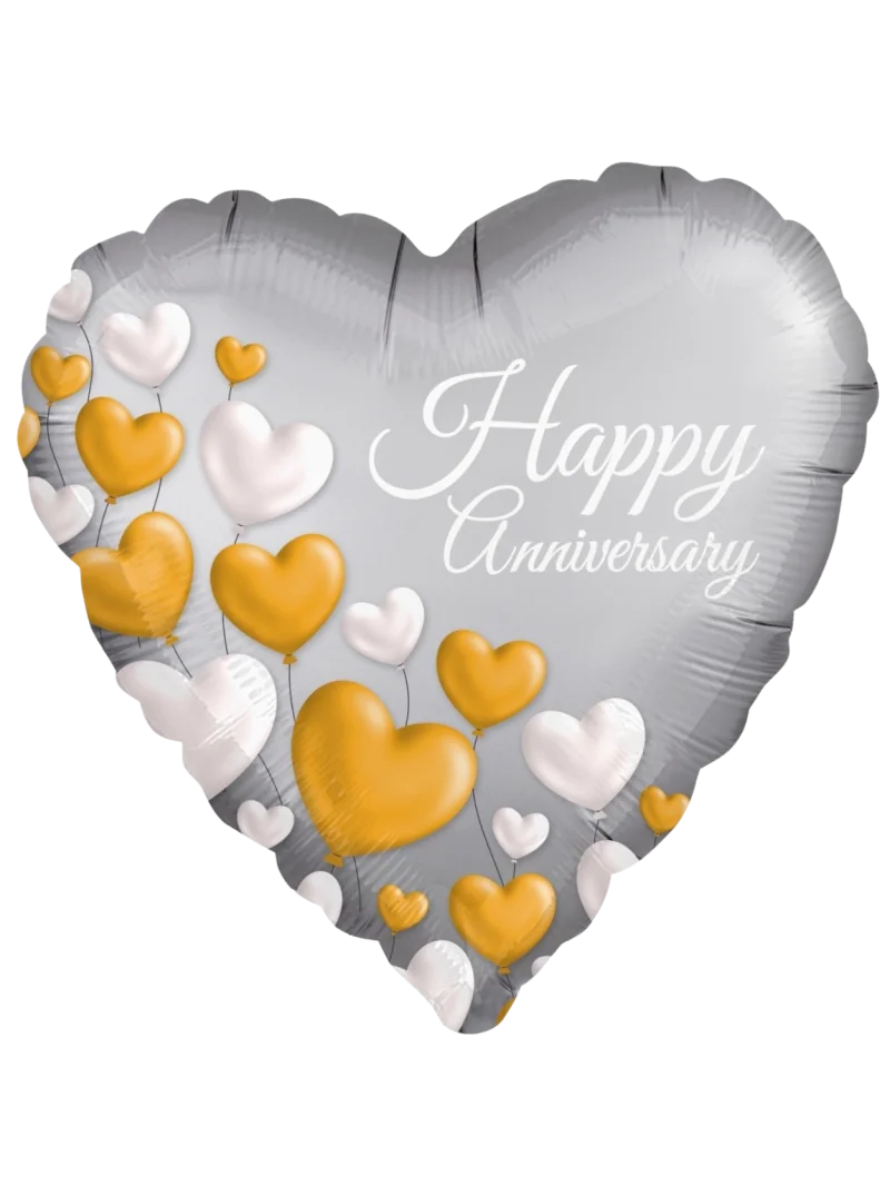 43cm Globo Happy Anniversary White