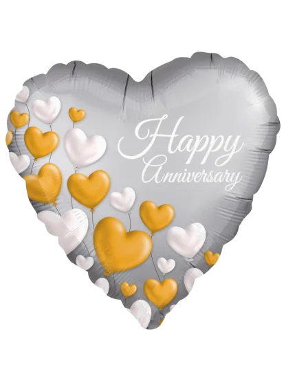 43cm Globo Happy Anniversary White