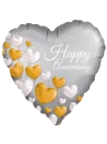 43cm Globo Happy Anniversary White