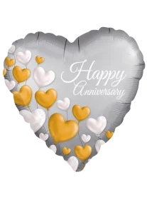 43cm Globo Happy Anniversary White