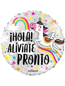 43cm Globo Hola Aliviate Pronto Unicornio