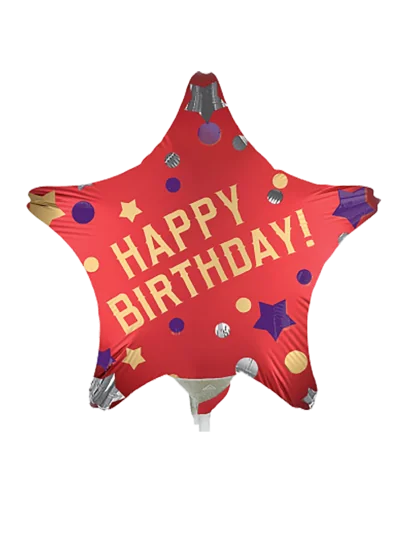 23cm Globo Happy Birthday Estrella Roja