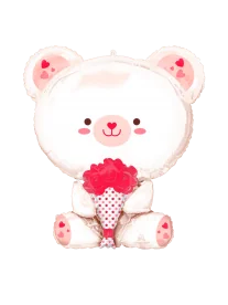 23cm Globo Oso Blanco con Rosas