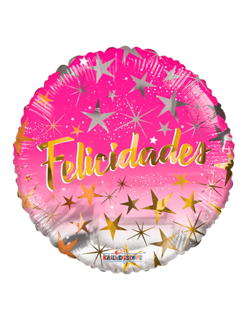 20cm Globo Felicidades Estrellas Rosa
