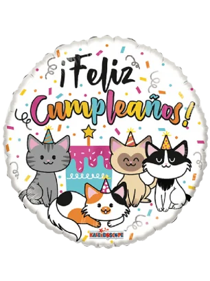 43cm Globo Feliz Cumpleaños Gatitos