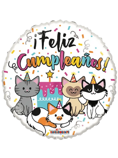 43cm Globo Feliz Cumpleaños Gatitos