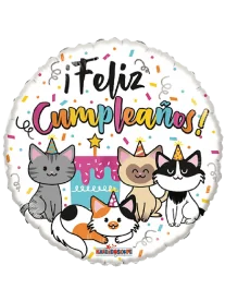 43cm Globo Feliz Cumpleaños Gatitos