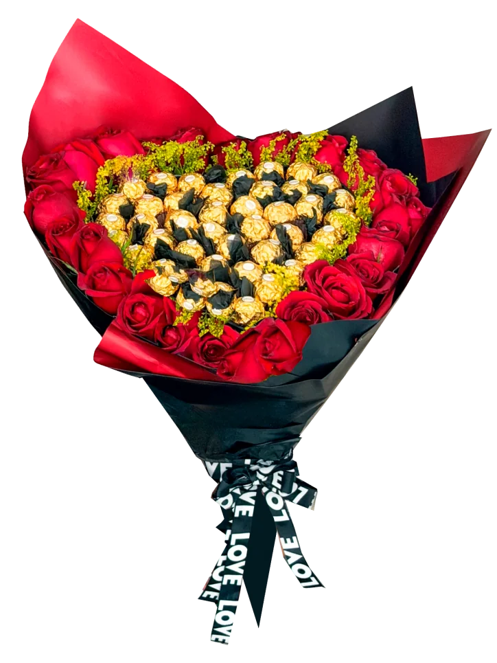 Ramo de Rosas y Ferrero: Pasión Eterna