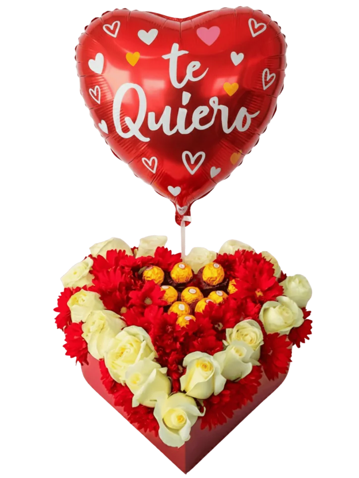Corazón de Chocolate con Flores