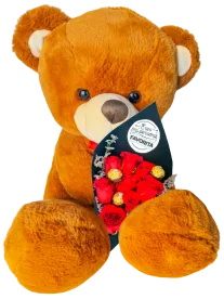 Rosas y Osito de Peluche 40cms