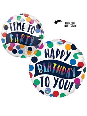 43cm Globo Happy Birthday - Time to Party