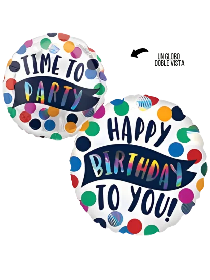 43cm Globo Happy Birthday - Time to Party