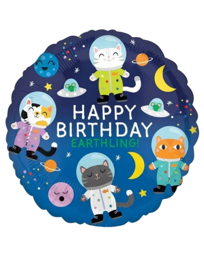 43cm Happy Birthday Gatos Astronautas