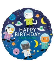 43cm Happy Birthday Gatos Astronautas