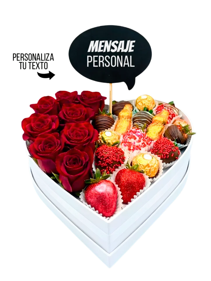 Fresas, flores y Chocolates de Amor