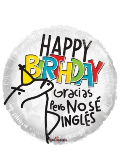 20cm Globo Happy Birthday No Sé Inglés