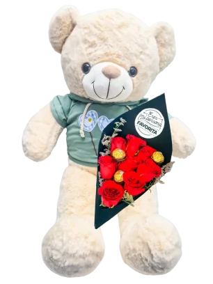 Peluche con flores en CDMX