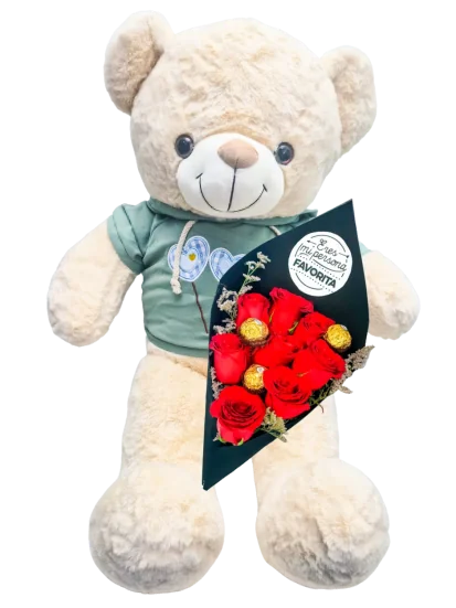 Peluche con flores en CDMX