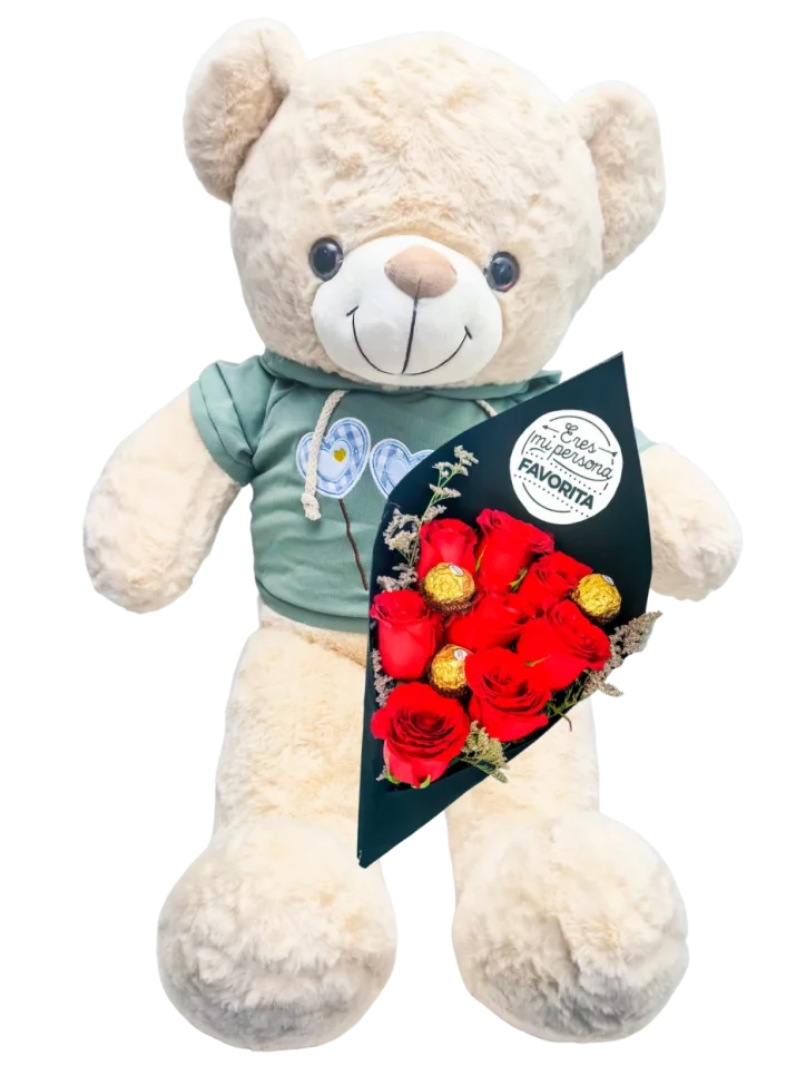 Peluche con flores en CDMX