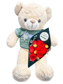 Peluche con flores en CDMX