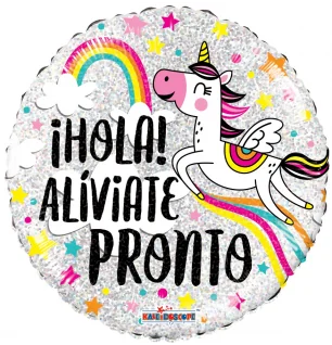 43cm Globo Hola Aliviate Pronto Unicornio