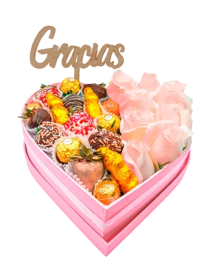 Fresas, flores y Chocolates de Amor