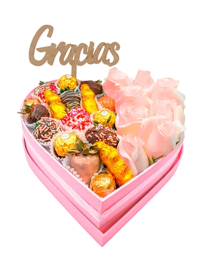 Fresas, flores y Chocolates de Amor