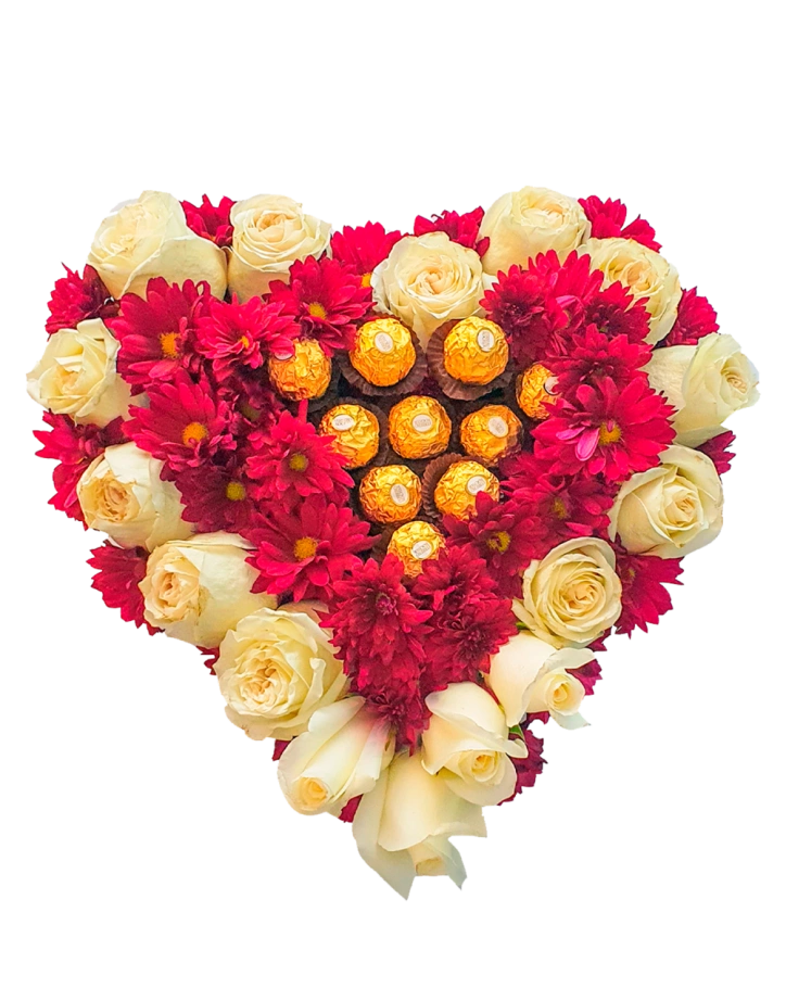 Corazón de Chocolate con Flores