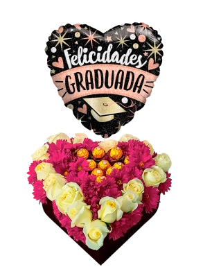 Corazón Graduado con Flores