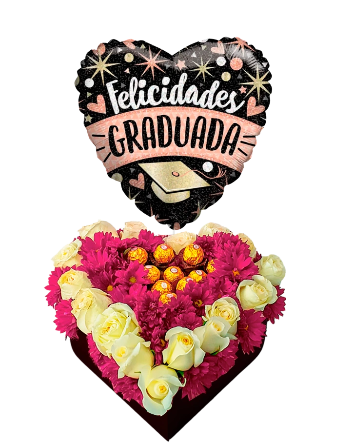 Corazón Graduado con Flores