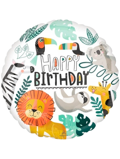 20cm Globo Happy Birthday Animalitos