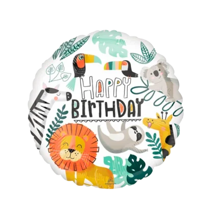 20cm Globo Happy Birthday Animalitos