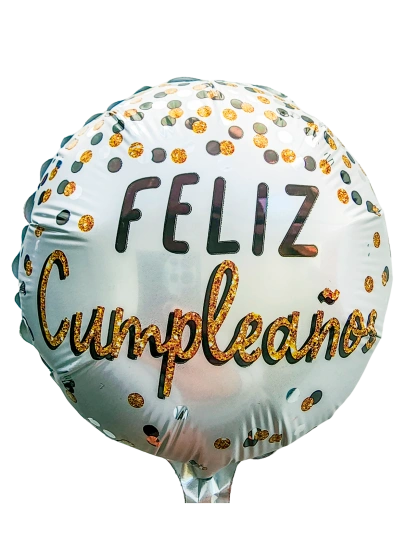 20cm Globo Feliz Cumpleados Confetti Dorado