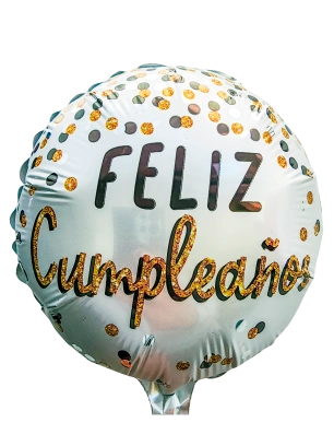 20cm Globo Feliz Cumpleados Confetti Dorado