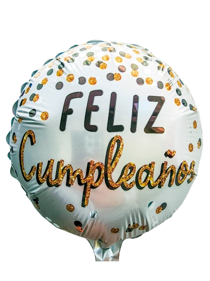 20cm Globo Feliz Cumpleados Confetti Dorado