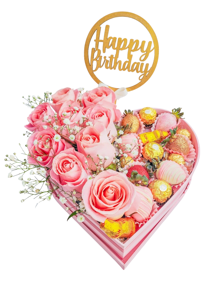 Fresas, flores y Chocolates de Amor