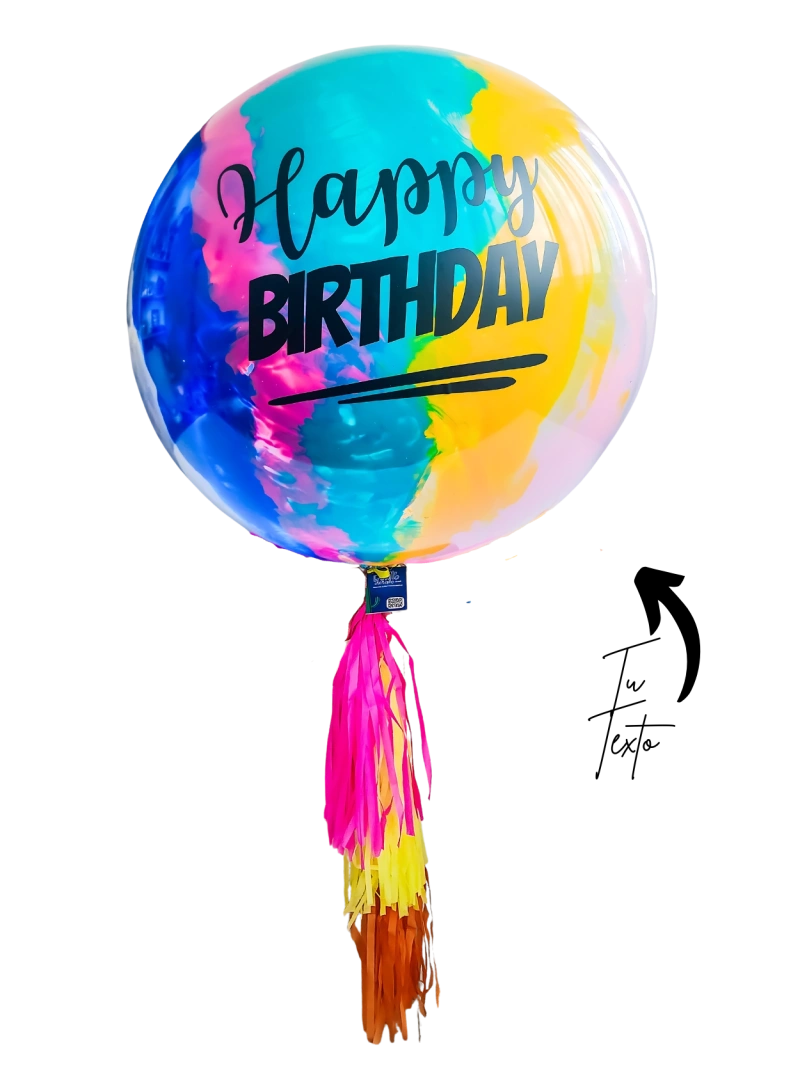 Globo Gigante de Colores HBD Burbuja 90cm