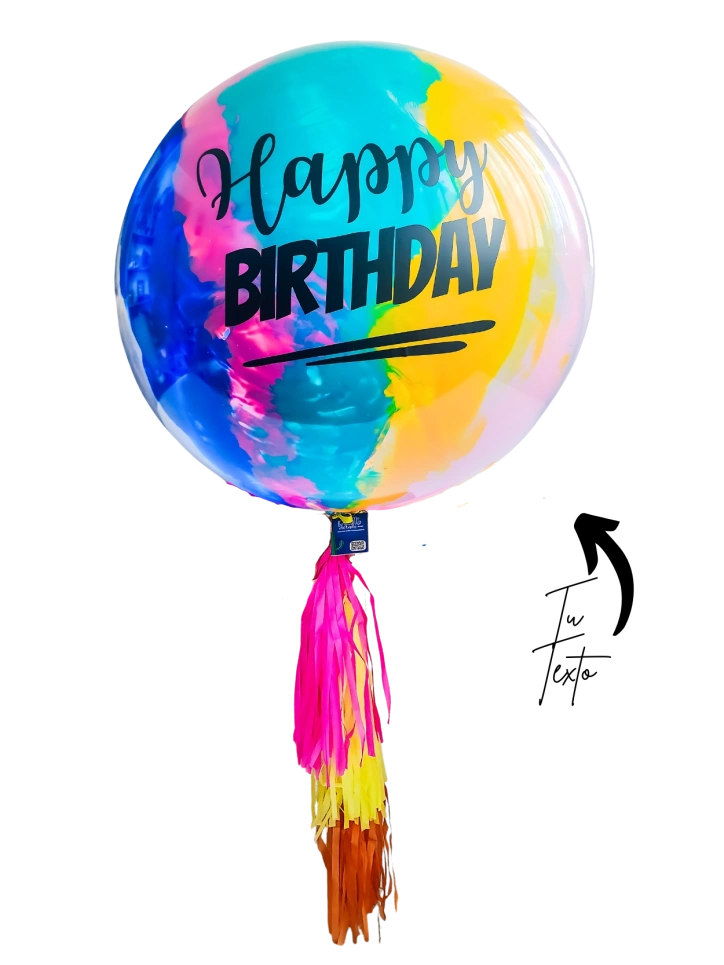 Globo Gigante de Colores HBD Burbuja 90cm