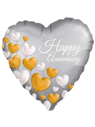 43cm Globo Happy Anniversary White