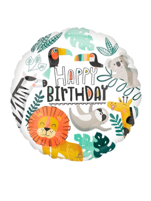 20cm Globo Happy Birthday Animalitos