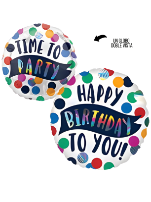 43cm Globo Happy Birthday - Time to Party