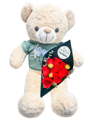 Peluche con flores en CDMX