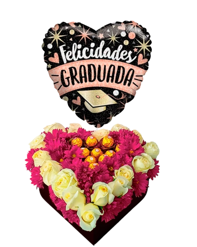 Corazón Graduado con Flores